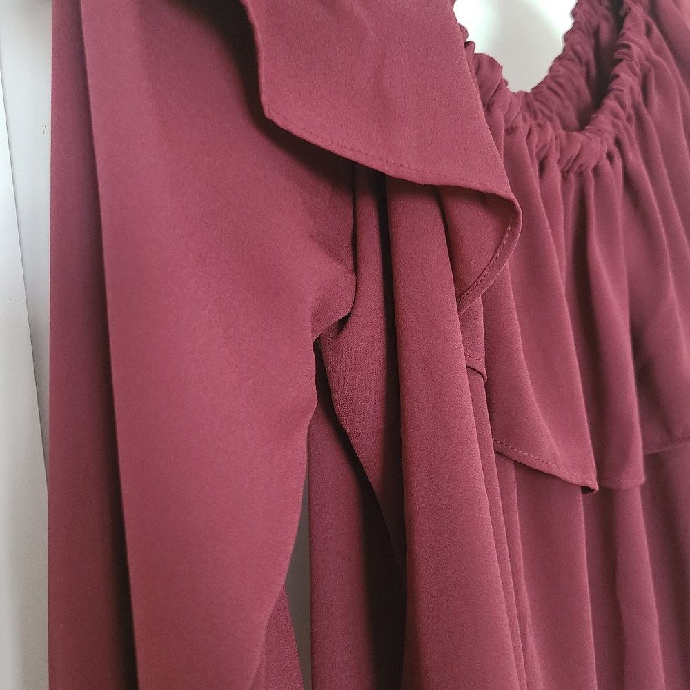 ANN TAYLOR COLD SHOULDER RUFFLE TOP - Picture 4 of 8